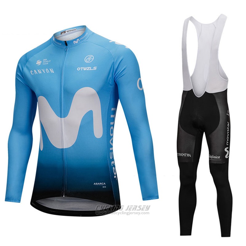 2018 Cycling Jersey Movistar Blue Long Sleeve and Bib Tight